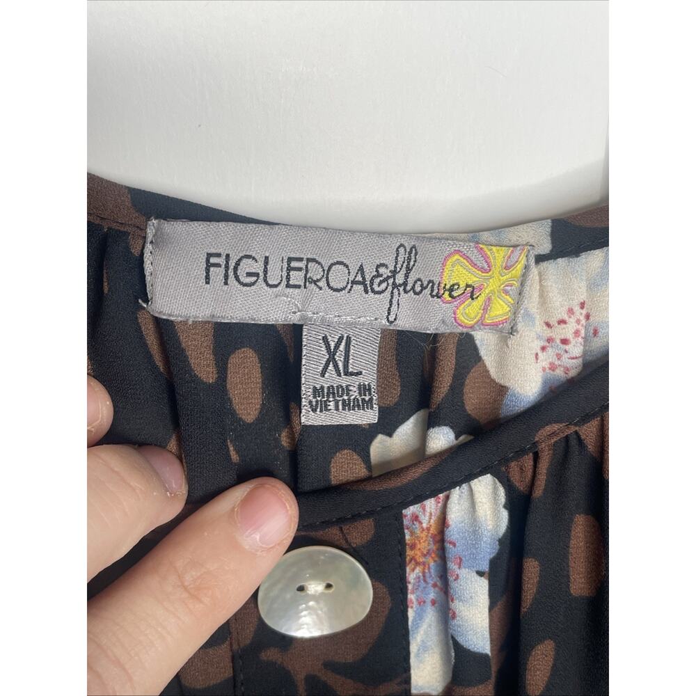 Figueroa & Flower Women's Boho Maxi Dress Sz XL Floral Animal Asymmetrical Hem - Picture 12 of 15